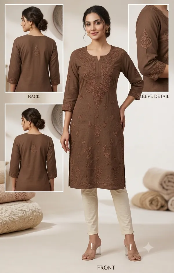 Brown_Cotton_Ladies_Kurti_For_Women