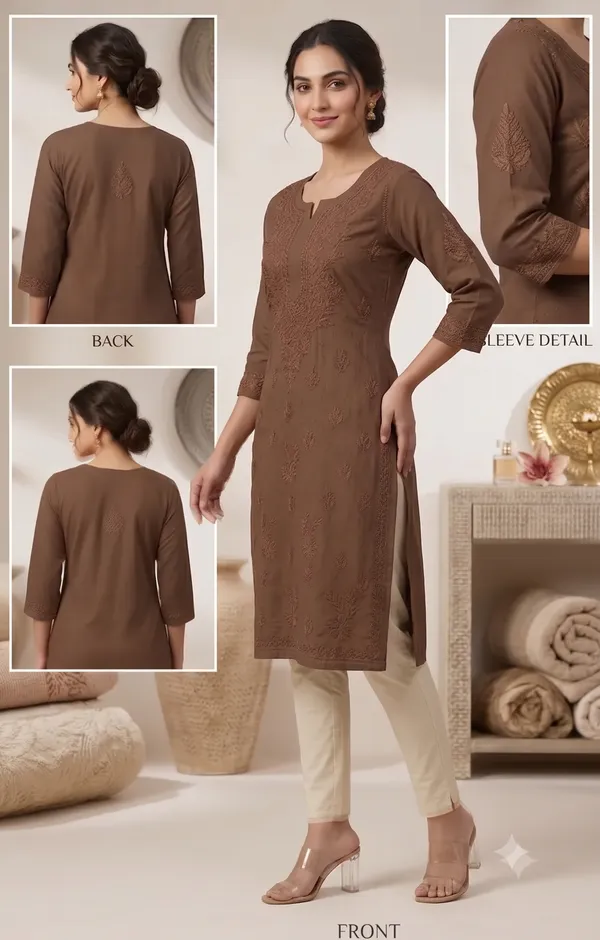 Brown_Cotton_Ladies_Kurti_For_Women
