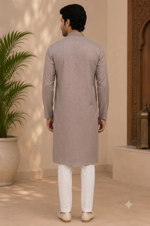 Beige_Roochid_Cotton_Gents_Kurta_For_Men