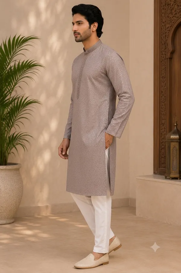 Beige_Roochid_Cotton_Gents_Kurta_For_Men