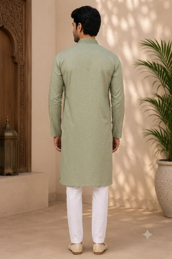 Sage_Green_Roochid_Cotton_Gents_Kurta_For_Men_"Festive_Season_Begins!"