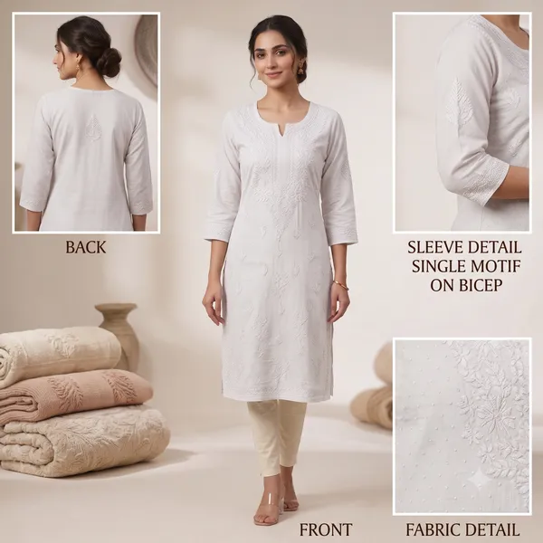 White_Cotton_Ladies_Kurti_For_Women
