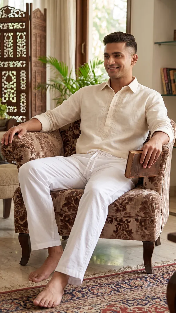 White_Cotton_Gents_Pyjama_For_Men