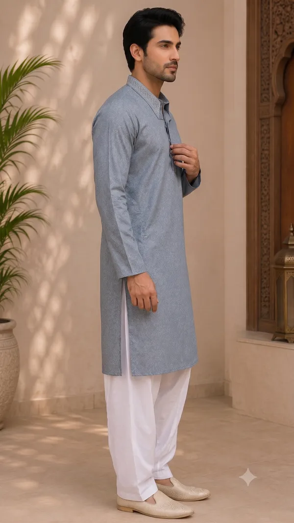 Grey_Roochid_Cotton_Gents_Kurta_For_Men