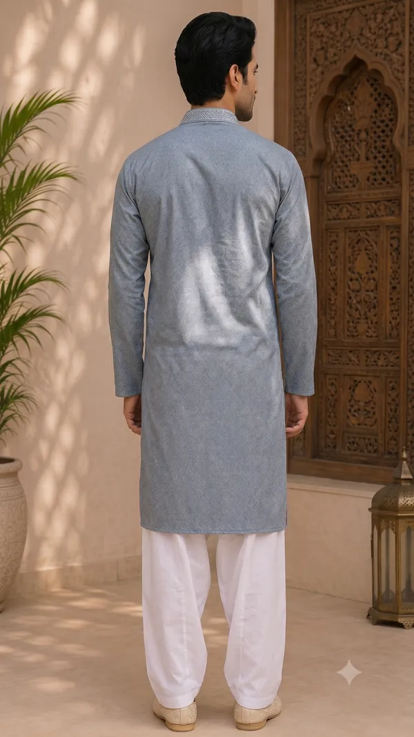 Grey_Roochid_Cotton_Gents_Kurta_For_Men