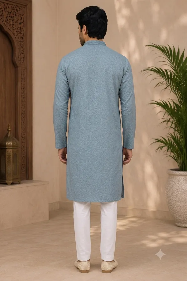 Teal_Roochid_Cotton_Gents_Kurta_For_Men_"Festive_Season_Begins!"