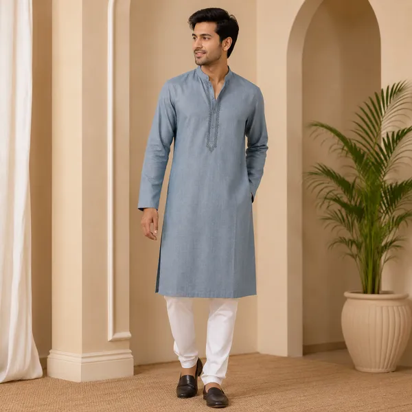 Grey_Cotton_Gents_Kurta_For_Men