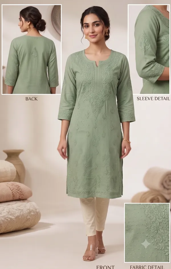 Green_Cotton_Ladies_Kurti_For_Women