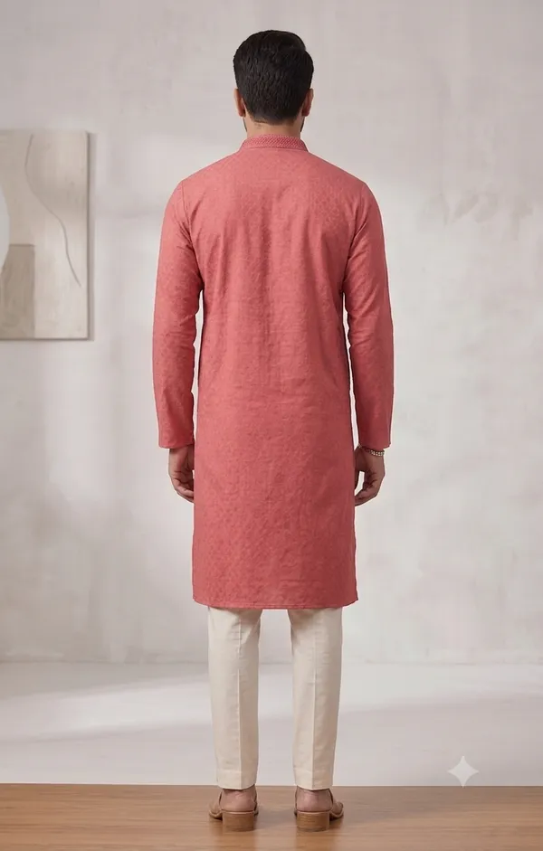 Red_Cotton_Gents_Kurta_For_Men