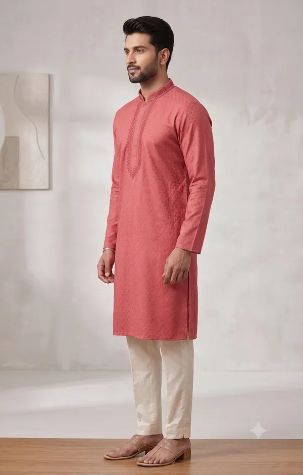 Red_Cotton_Gents_Kurta_For_Men