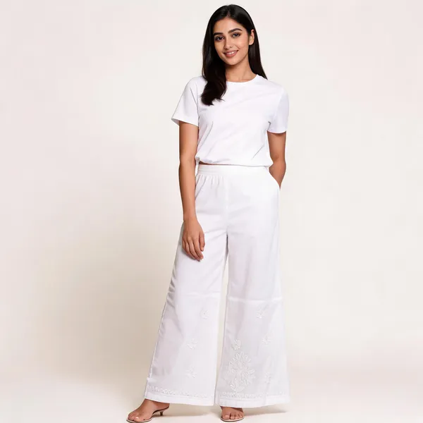 White_Cotton_Ladies_Palazzo_For_Women