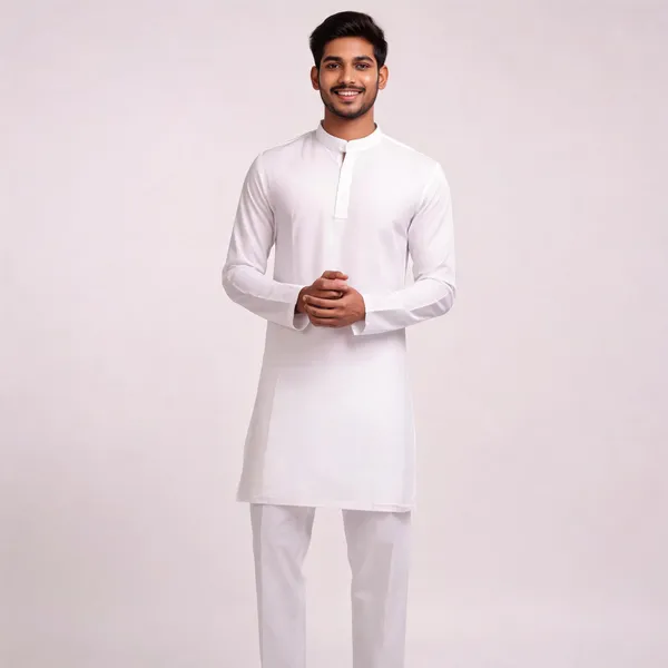 White_Cotton_Gents_Kurta_Pyjama_For_Men