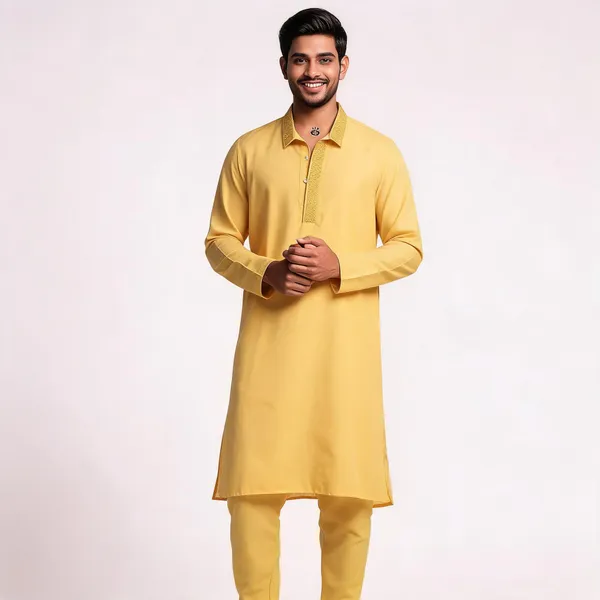 Beige_Cotton_Gents_Kurta_Pyjama_For_Men