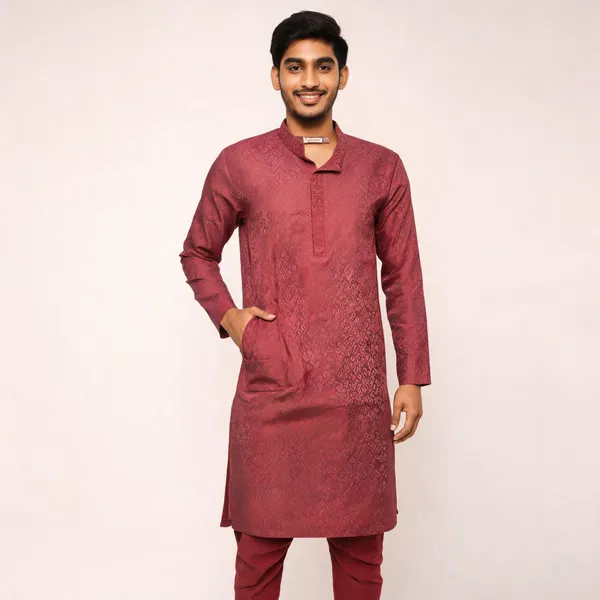 Red_Cotton_Gents_Kurta_Pyjama_For_Men