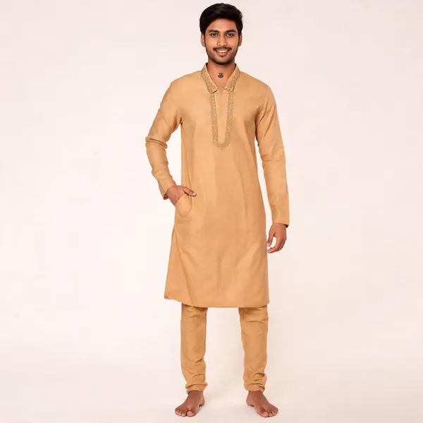 Beige_Cotton_Gents_Kurta_Pyjama_For_Men