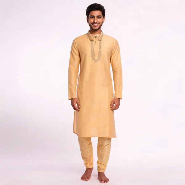 Beige_Cotton_Gents_Kurta_Pyjama_For_Men