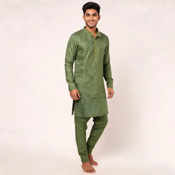 Green_Cotton_Gents_Kurta_Pyjama_For_Men