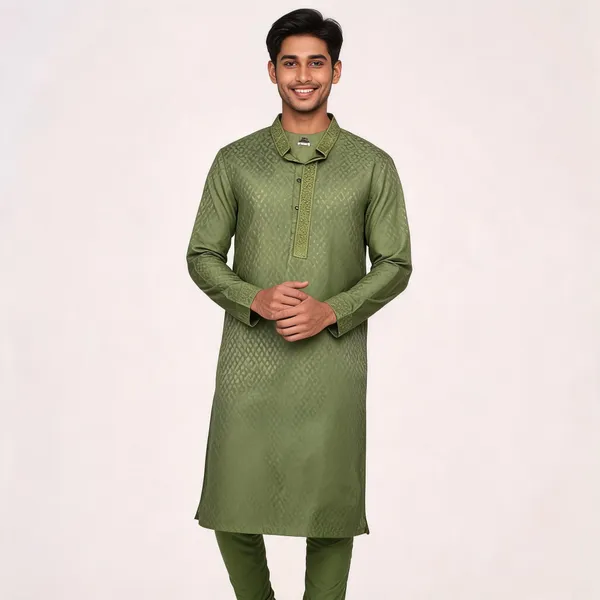 Green_Cotton_Gents_Kurta_Pyjama_For_Men