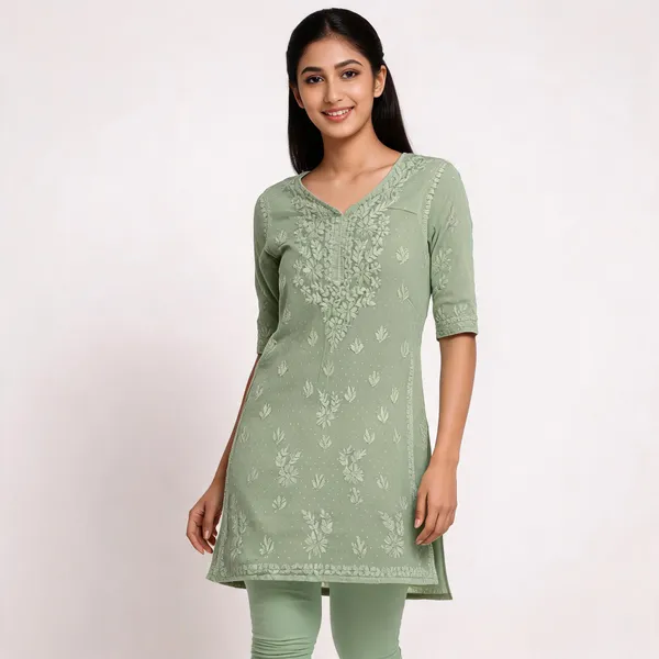Green_Cotton_Ladies_Kurti_For_Women