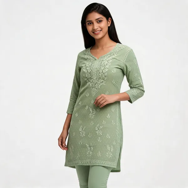 Green_Cotton_Ladies_Kurti_For_Women