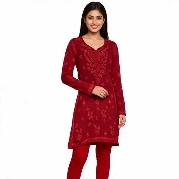 Red_Cotton_Ladies_Kurti_For_Women