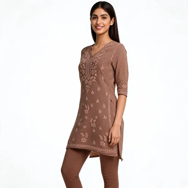 Brown_Cotton_Ladies_Kurti_For_Women