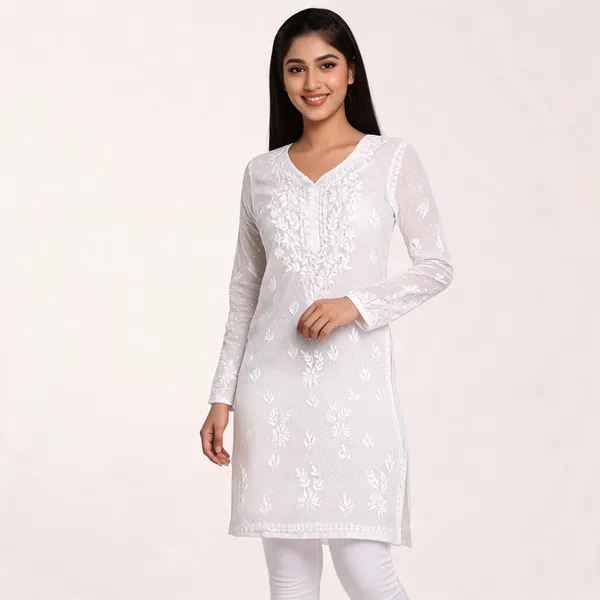White_Cotton_Ladies_Kurti_For_Women
