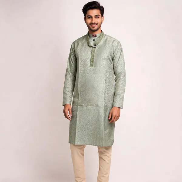 Sage_Green_Cotton_Gents_Kurta_For_Men