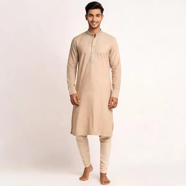 Beige__Cotton_Gents_Kurta_For_Men