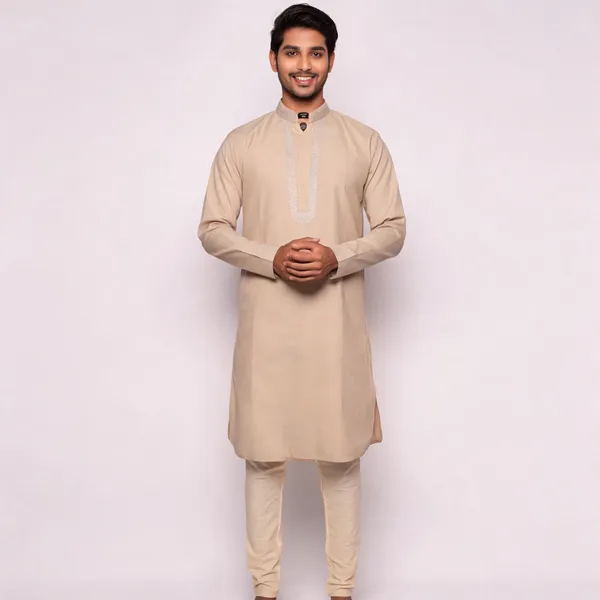 Beige__Cotton_Gents_Kurta_For_Men