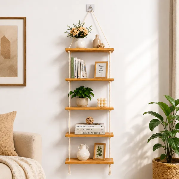 Wooden_Hanging_5-Tier_Rope_Wall_Shelf