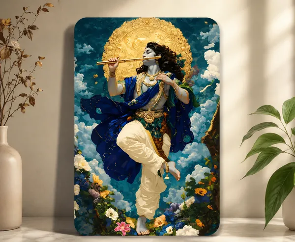 Multicolor_Wooden_Devotional_Krishna_Flute_Print_Wall_Art