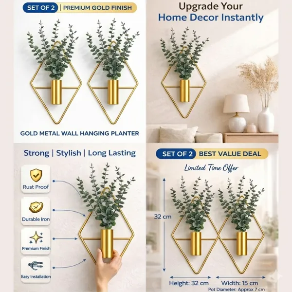 Metal_Geometric_Set_Of_2_Wall_Planters_With_Artificial_Eucalyptus