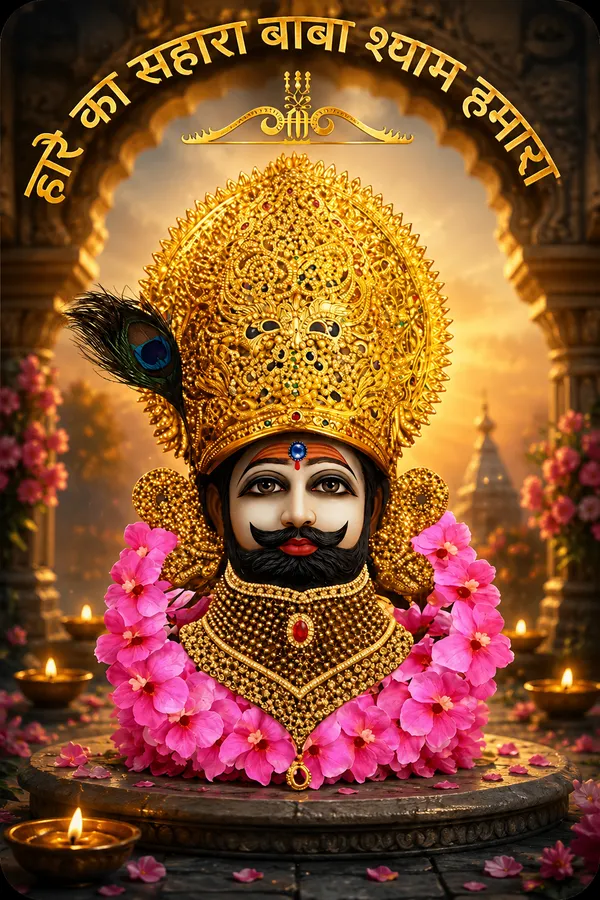 Multicolor_Wooden_Devotional_Khatu_Shyam_Portrait_Wall_Art_Panel