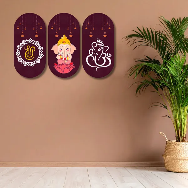 Traditional_Ganesha_Three_Panel_Wall_Decor