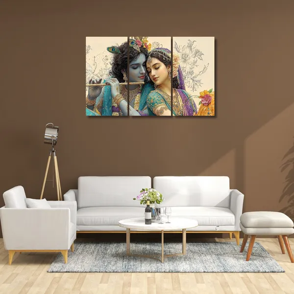 Radha_Krishna_Floral_Three_Panel_Wall_Art