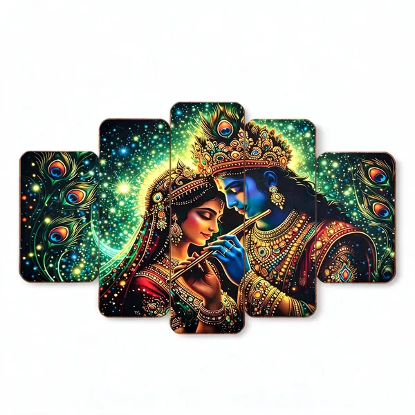 Multicolor_Wooden_Devotional_Radha_Krishna_Peacock_Feather_Multi_Panel_Wall_Art