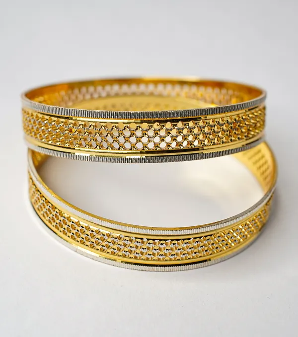 Gold_Silver_Brass_Dual-Tone_Textured_Bangle_Set_Of_2_For_Women