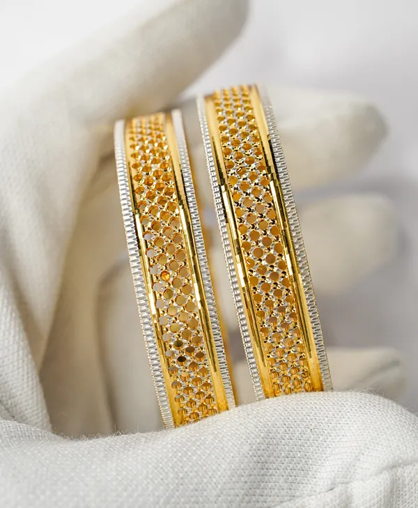 Gold_Silver_Brass_Dual-Tone_Textured_Bangle_Set_Of_2_For_Women