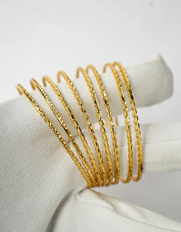 Premium_Gold_Plated__Textured_Bangle_Set_Of_8_For_Women