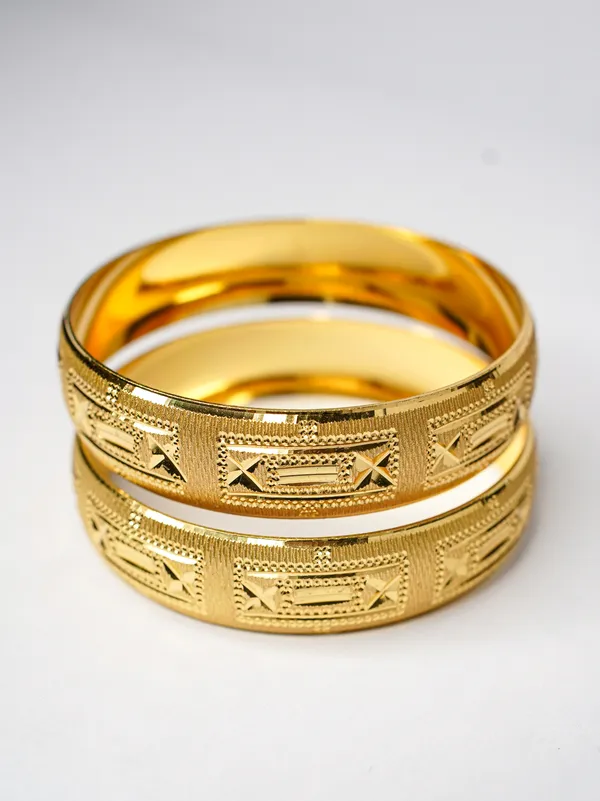 Premium_Gold_Plated__Geometric_Pattern_Bangle_Set_Of_2_For_Women