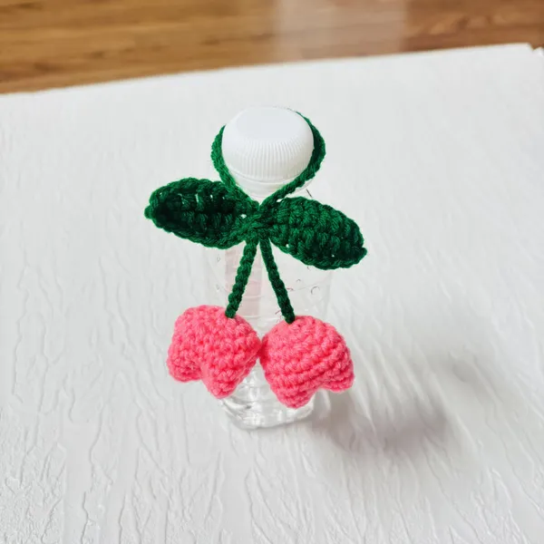 Pink_Crochet_Cherry_Bag_Charm_for_Women