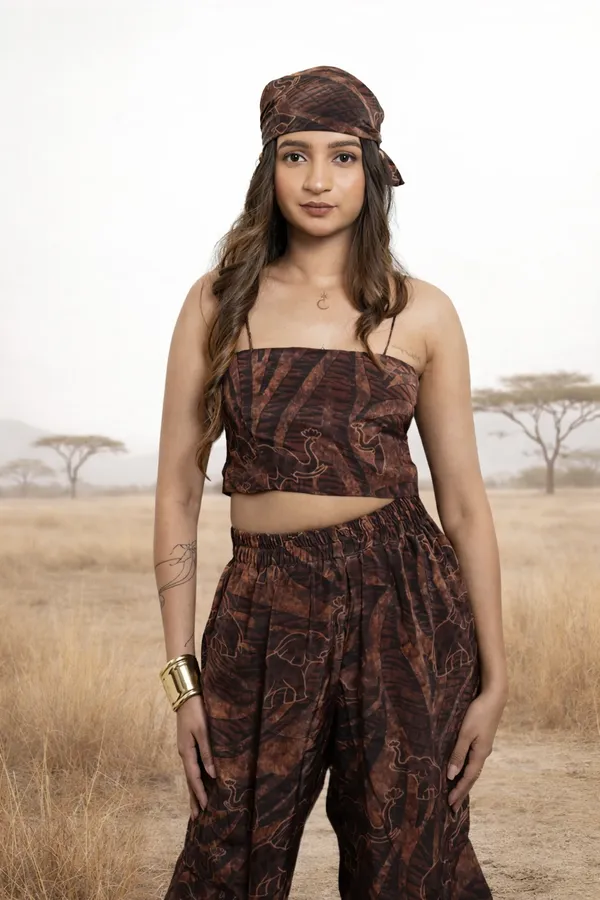 Safari_Dark_Three_Piece_Shirt_Crop_Top_Pant_Co-Ord_Set