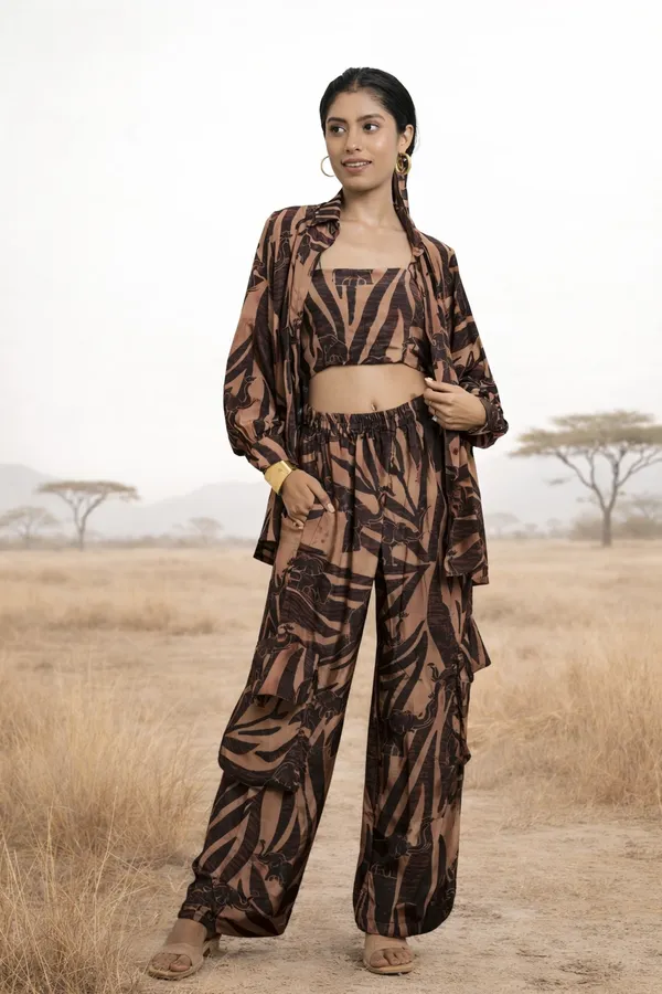 Safari_Light_Three_Piece_Shirt_Crop_Top_Pant_Co-Ord_Set