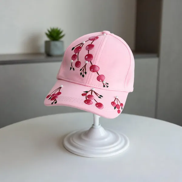 Pink_Synthetic_Cap_Women