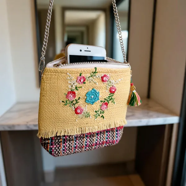 Yellow_Jute_Jute_Phone_Holder_Bag_Women