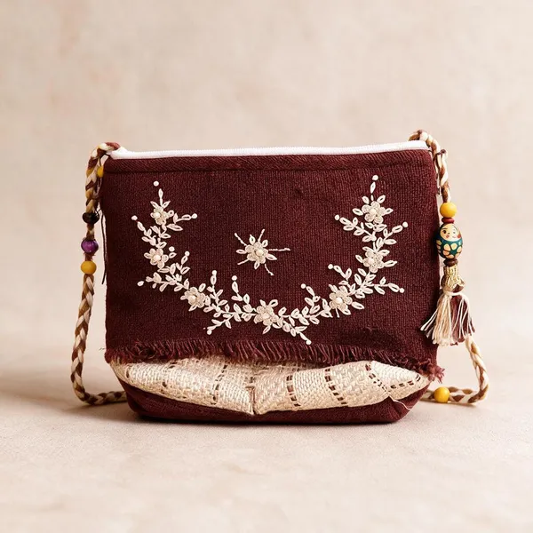Maroon_Jute_Sling_Bag_Women