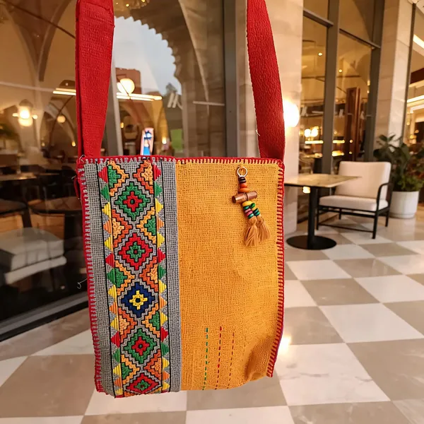 Yellow_Jute_Phone_Holder_Bag_Women