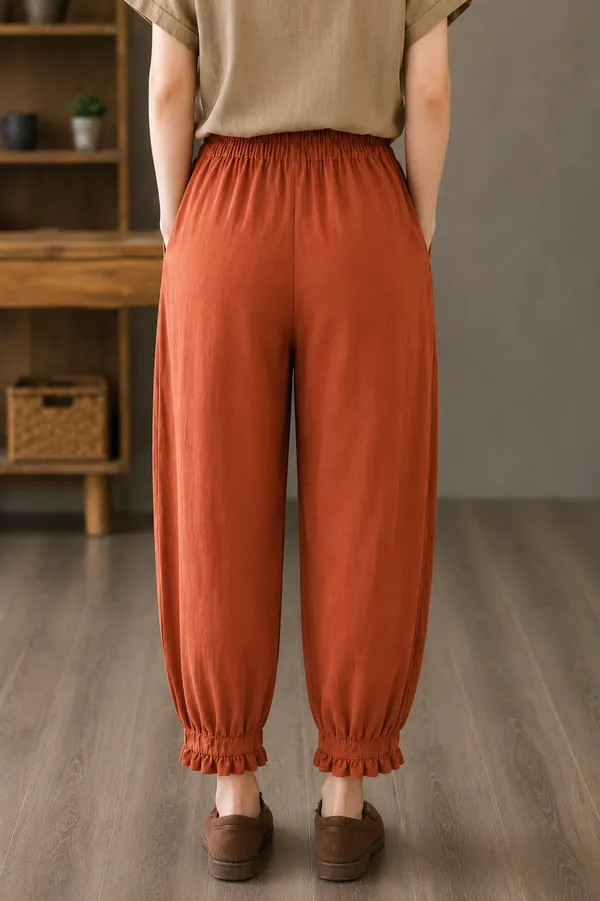 Orange_Cotton_Flex_Relaxed_Fit_Jogger_Pants_For_Women