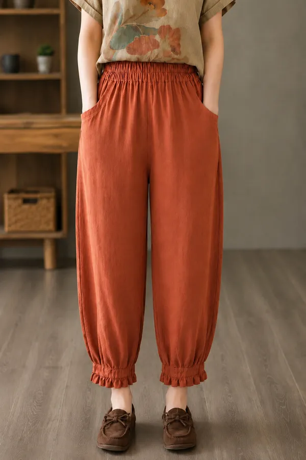 Orange_Cotton_Flex_Relaxed_Fit_Jogger_Pants_For_Women